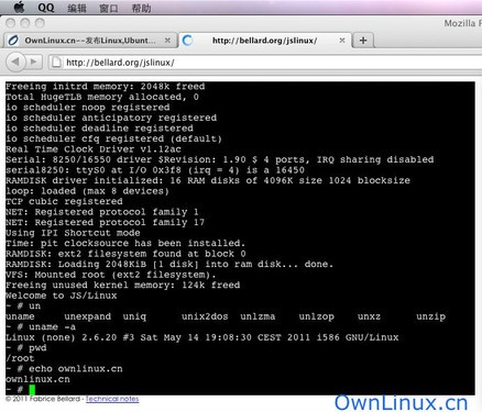 在Web浏览器中使用“Linux 操作系统” 